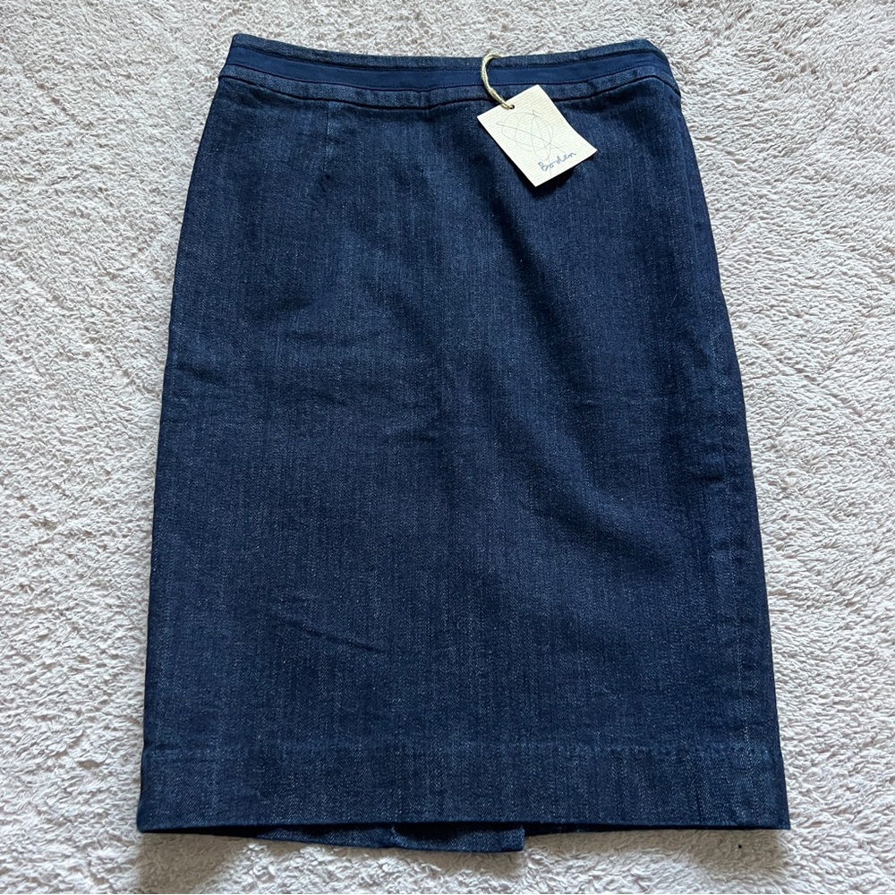 NWT Boden Denim Pencil Skirt Preppy Minimalist Office Quiet Luxury Capsule Sz 2P